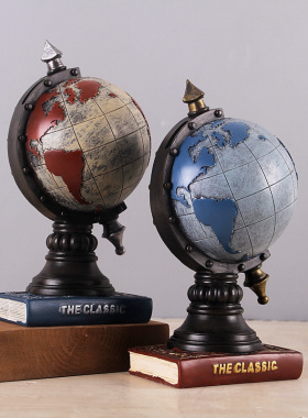 欧式复古存钱罐地球仪工艺品摆设创意家居卧室酒柜房间装饰品摆件
