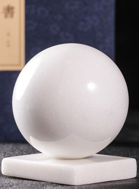 原白玉石摆饰苏民峯天然大圆石春摆放靠山石客厅小号球玄关装饰