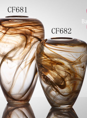 经典时尚家居纯手工艺术品 加厚玻璃容器 客厅现代摆件 花瓶果盘