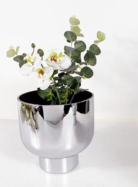 5493现简约欧式灰色焦色玻璃花饰器代花瓶摆件糖样板房售楼处品