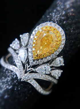 New luxious yellow stone crown zircon shining waterdrop adju