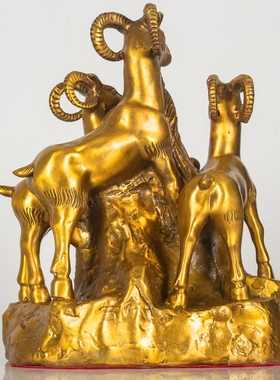 纯黄铜三羊开泰摆件三阳开泰客厅家居摆设装饰品大号工艺铜羊开业