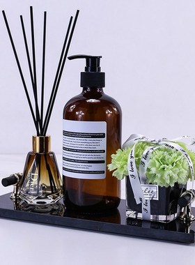 卫生间香薰摆件洗手台装饰大理石托盘装酒店样板间洗手间软饰品