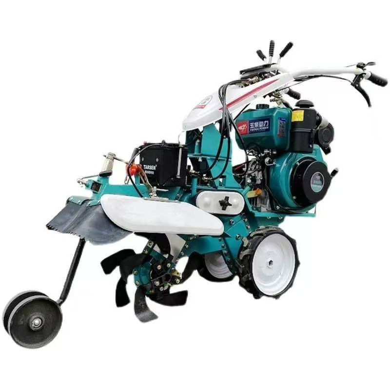 Ditching and cultivating machine for green onion planting, multifunctional greenhouse vegetable planting and ridging machine, front-rotating micro-tiller manufacturer