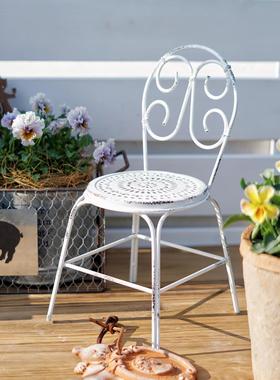 白色铁艺做旧花架椅子大小号