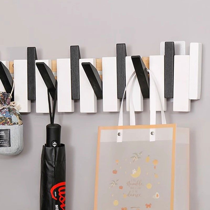 彩色琴键挂钩实木挂衣钩墙壁玄关入户门挂钩墙上免打孔创意进门后,淘宝优惠券,粉丝福利购,淘宝优惠卷