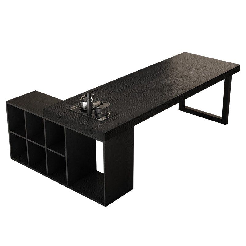 侘寂风全实木桌柜一体黑色碳化茶桌办公室家用客厅茶台茶桌椅,淘宝优惠券,粉丝福利购,淘宝优惠卷