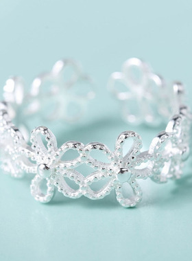 Silver Plated Flower Petals Rings For Women Girl Sweet Simpl