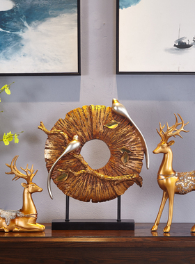 高档家居装扮工艺品招财创意福禄三件摆件入户玄关艺术摆设