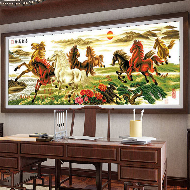 成品八匹马八骏图2021新款机绣纯手工十字绣客厅已绣好的马到成功,淘宝优惠券,粉丝福利购,淘宝优惠卷