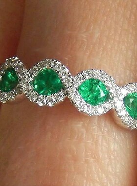 Fashion Women Ring Vintage Red/Green Zircon Stone Ring For W