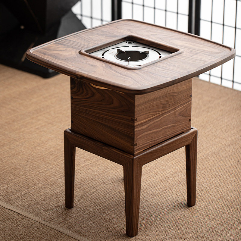 清欢丨胡桃木火钵碳烤炉箱 实木多功能边茶桌 茶空间围炉煮茶桌,淘宝优惠券,粉丝福利购,淘宝优惠卷