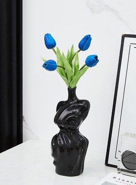 欧式复古艺术抽象女子人物创意花瓶酒柜办公室客厅桌面装饰品摆件