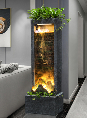 水幕墙流水屏风办公室客厅玄关景观喷泉装饰品电视柜旁边落地摆件