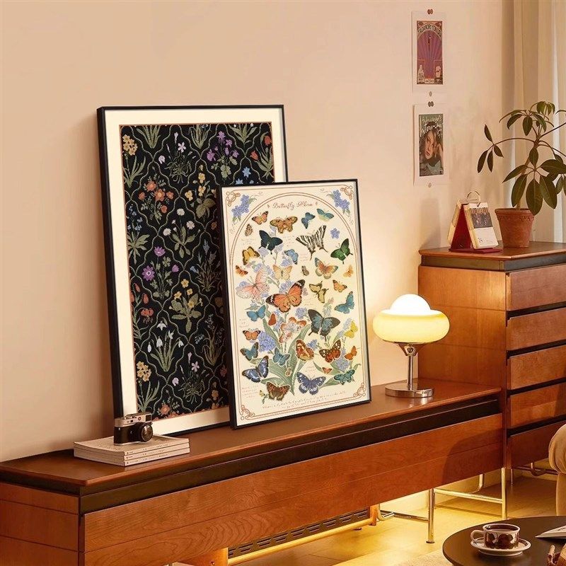 法式蝴蝶复古装饰画客厅高级中古风斗柜桌面摆画卧室沙发餐厅挂画,淘宝优惠券,粉丝福利购,淘宝优惠卷