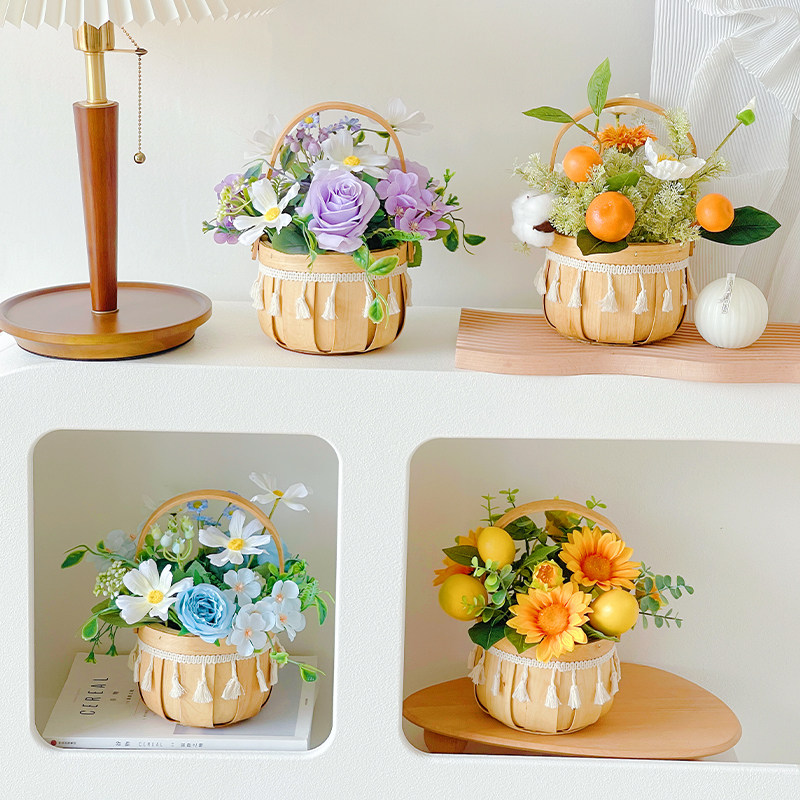 高档插花花篮假花向日葵乔迁之喜开业客厅装饰花卉仿真花摆设摆件,淘宝优惠券,粉丝福利购,淘宝优惠卷