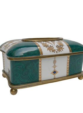 欧式陶瓷配铜餐厅纸巾盒果盘创意客厅茶几花瓶台灯装饰品桌面摆件