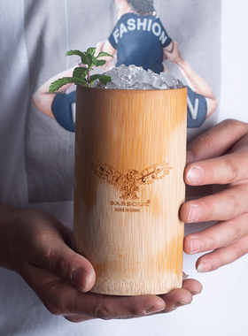 酒吧灵魂JWJB8023纯天然竹木中国风复古鸡尾酒杯水杯啤酒果汁杯