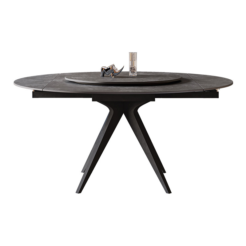 岩板餐桌可伸缩家用小户型方变圆形哑光灰色折叠靠墙电磁炉餐桌,淘宝优惠券,粉丝福利购,淘宝优惠卷