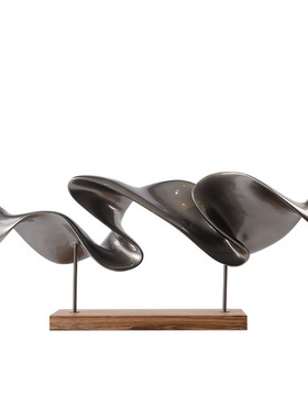 现代售楼处玄关流水波纹雕塑艺术品间展厅酒店大堂前台装饰品摆件