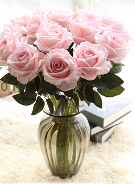 5Pcs 51cm Long Branch Flowers Bouquet Beautiful White Silk R