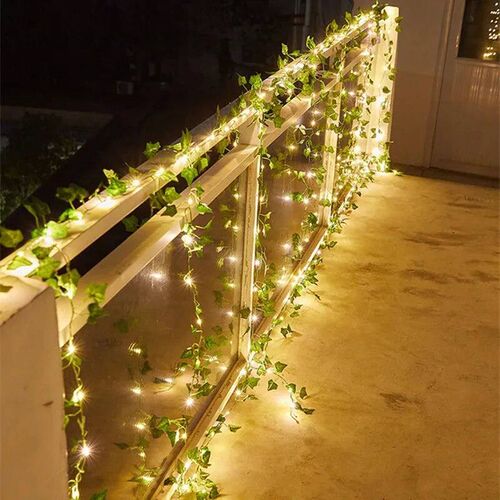 12/10/2m Fake Green Leaf Ivy Vine with LED Lights Home Bedro - 图1