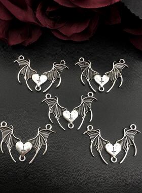 5pcs 28x40mm Charms Vintage Blood Rose Heart Butterfly Bat S