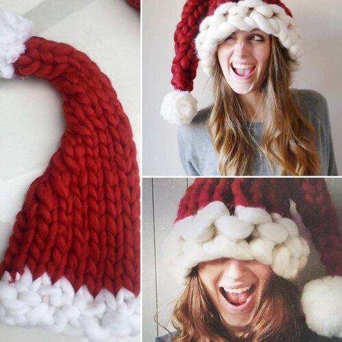 Christmas Hat Santa Claus Hats Children Soft Woolen Knitting - 图0