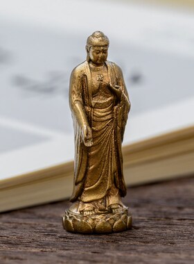 简修行阿弥陀佛接引像小摆件西方三圣站像精致迷你本命佛文创礼品