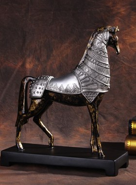 欧式软装工艺品复古战马摆件创意家居装饰开业礼品电视柜书房摆设