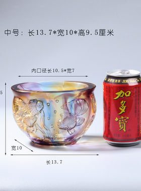 琉璃招财鱼金玉满堂聚宝盆摆件家居客厅装饰新居乔迁店铺开业礼品