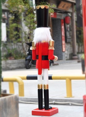 欧式90CM大型胡桃夹子KTV场景装饰木偶人 商场布景节日木质工艺品