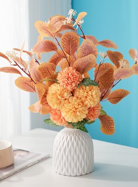 仿真花假花摆设陶瓷新款高档花束客厅餐桌花摆花装饰花瓶花艺摆件