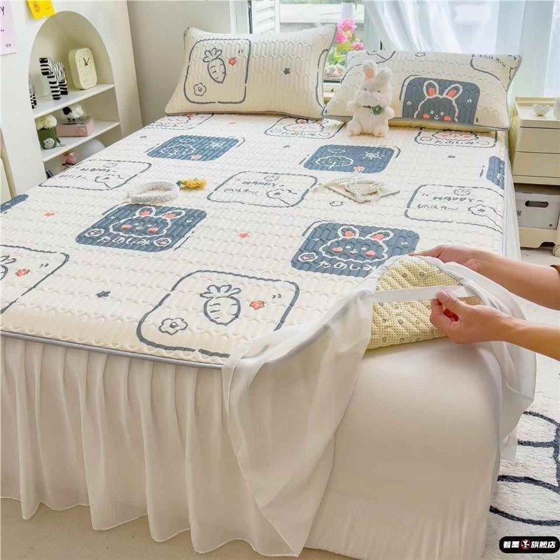 新款冰丝凉席乳胶母婴类软席夏季可机洗三件席子床裙款凉感席,淘宝优惠券,粉丝福利购,淘宝优惠卷