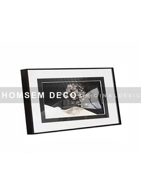 样板间卧室床头柜软装黑白艺术装饰画几何摆件博古架电视柜工艺品