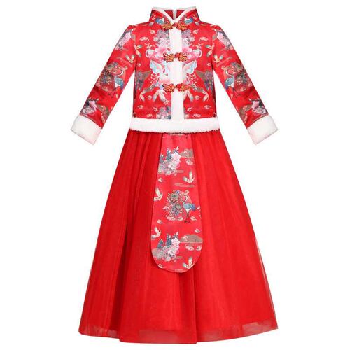 Hanfu Girls Autumn and Winter Childrens Tang Suit New Year - 图3