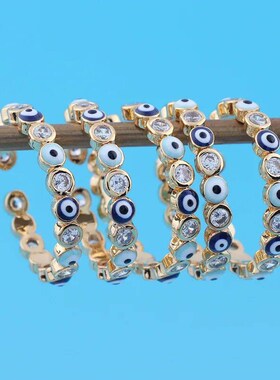 New Bohemia Lucky Turkish Blue Evil Eye Rings Dripping Oil O