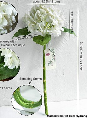 Hydrangea Artificial Flowers Real Touch Latex 21 inch Large