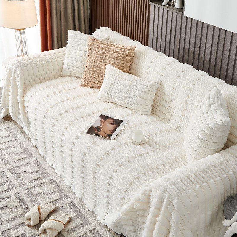 2024新款兔兔绒沙发垫加厚毛绒坐垫子高级感防滑皮沙发套罩盖布巾,淘宝优惠券,粉丝福利购,淘宝优惠卷