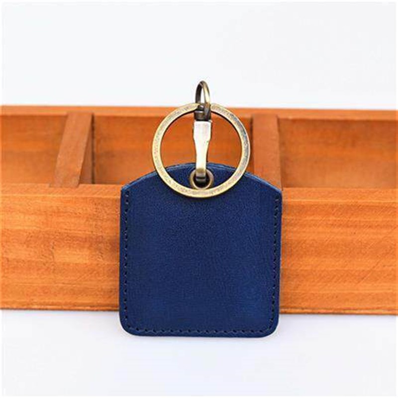 Genuine leather mini card holder square card holder cowhide bus subway access control elevator card attendance meal card