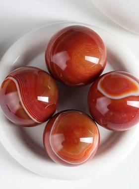 天然红玛瑙球摆件家居客厅装饰品办公室桌面摆件原石打磨乔迁礼品