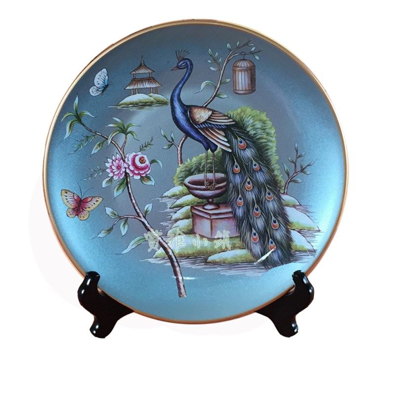 创意装饰盘陶瓷摆设盘 欧式客厅电视柜家居玄关工艺彩绘坐盘,淘宝优惠券,粉丝福利购,淘宝优惠卷