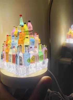 创意冰块酒瓶小夜灯手工diy制作迷你桌面客厅城堡氛围灯装饰摆件