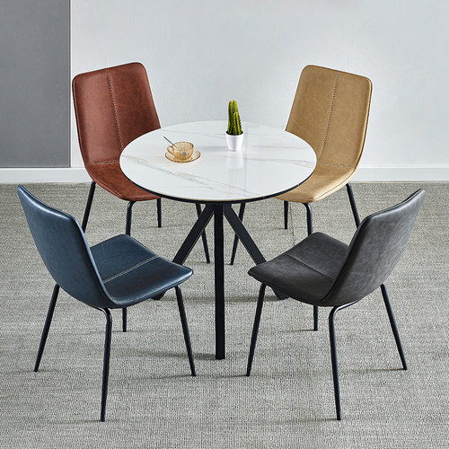 岩板圆桌接待洽谈桌椅组合门店洽谈桌家用饭桌小圆桌子休闲阳台桌 - 图0