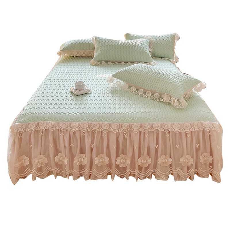 公主风蕾丝花边床裙款夏季冰丝乳胶凉席床上三件套可折叠水洗防滑,淘宝优惠券,粉丝福利购,淘宝优惠卷