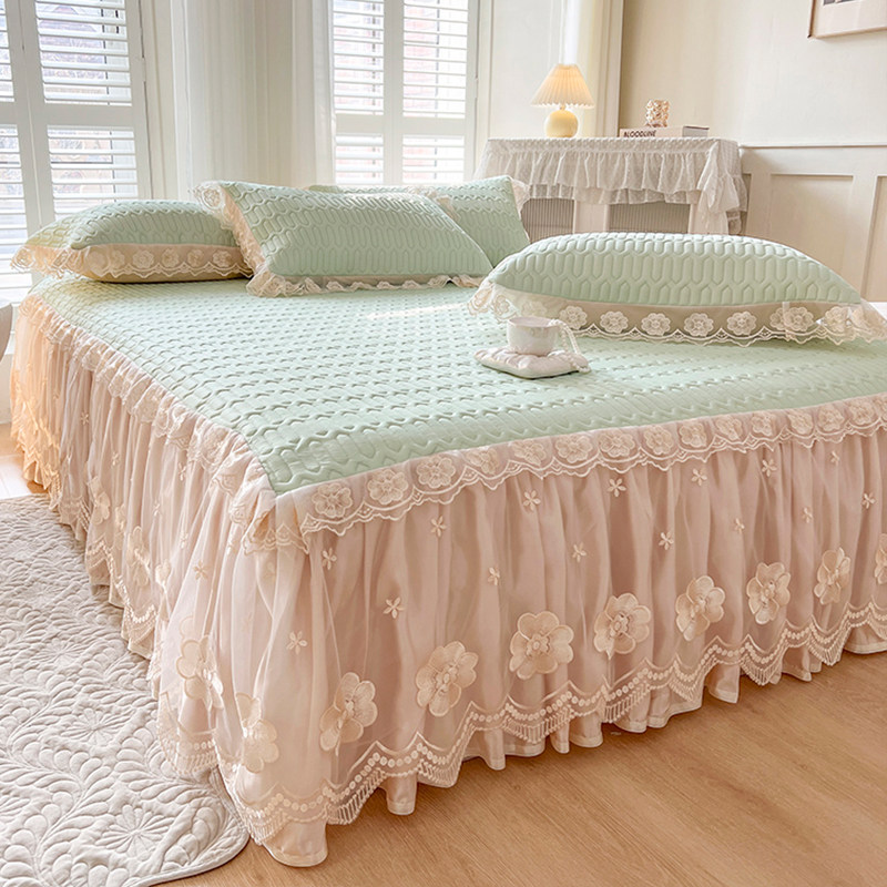 公主风蕾丝花边床裙款夏季冰丝乳胶凉席床上三件套可折叠水洗防滑,淘宝优惠券,粉丝福利购,淘宝优惠卷