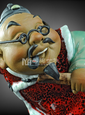 石湾陶瓷公仔大师工艺送礼精品家居门客厅招财装饰夫妻同心小摆件