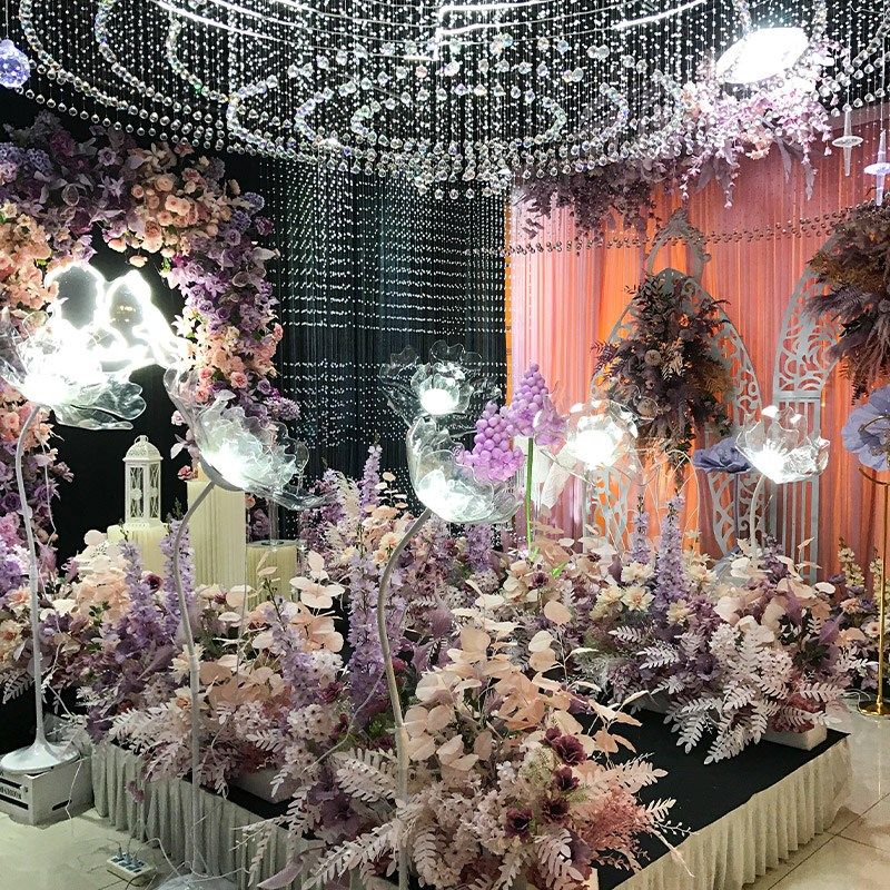 婚庆道具新款发光路引灯t台铁艺婚礼舞台场景装饰背景水晶花路引,淘宝优惠券,粉丝福利购,淘宝优惠卷