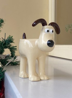 卡通超萌治愈立体小奶狗陶瓷鸡蛋托复古餐桌仪式感桌面摆件蜡烛台