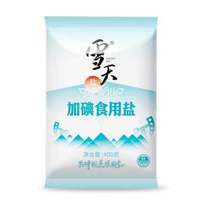 雪天绿色加碘精制盐400g食用盐